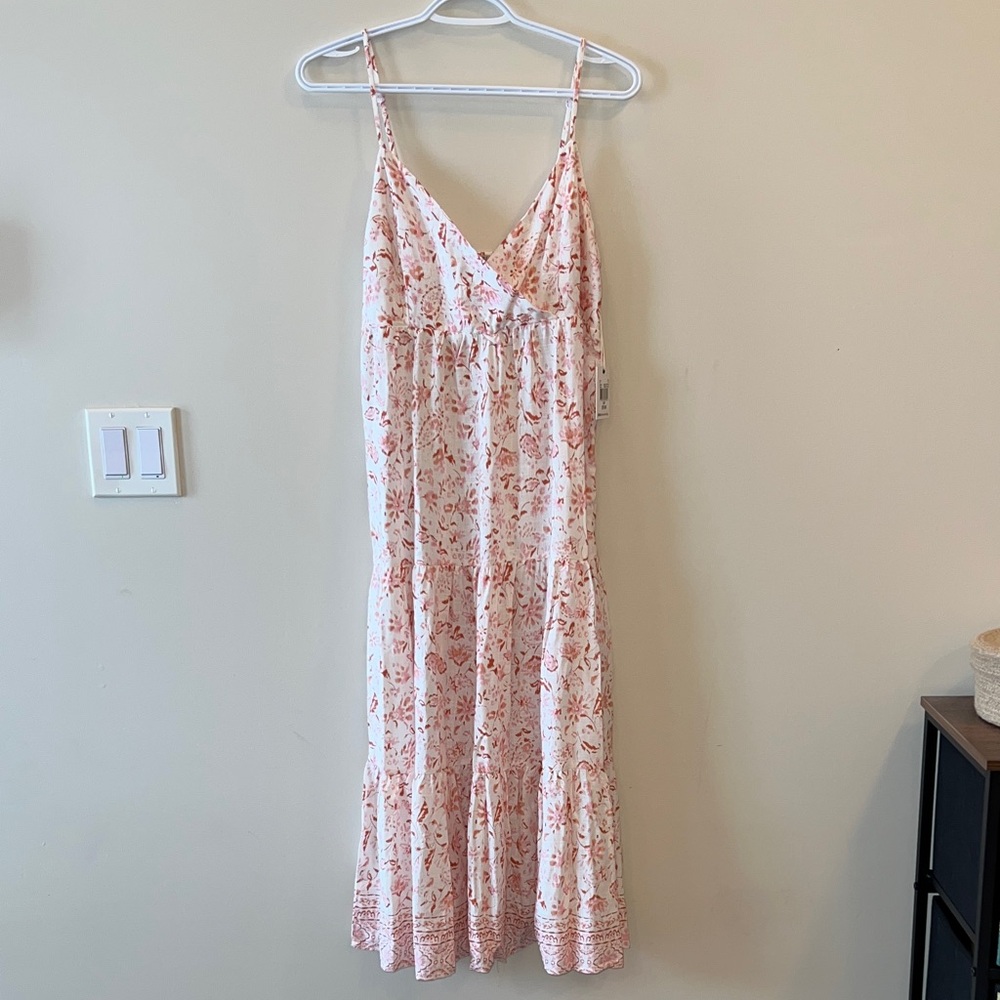 Dex Floral Linen Blend Midi Dress / NWT